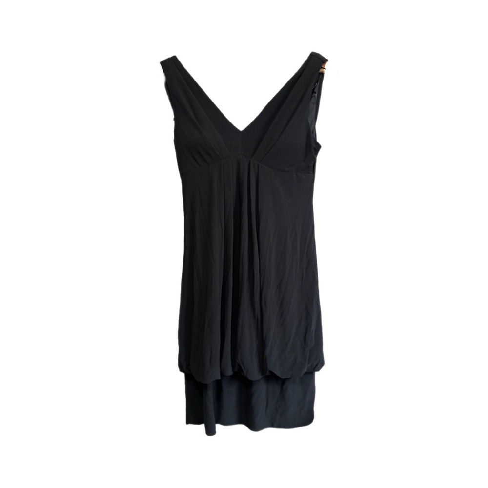 Dressbarn Collection Dress Women 6 Black Excellent Bubble Hem V-Neck Cowl Back